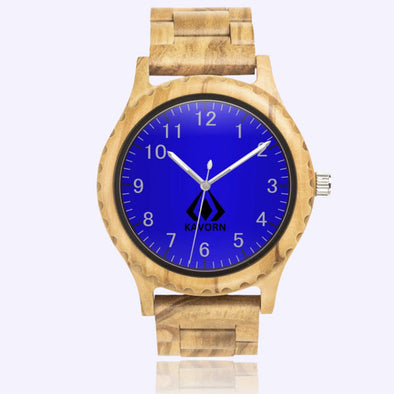 Petal Olive Wooden Classic Blue Watch