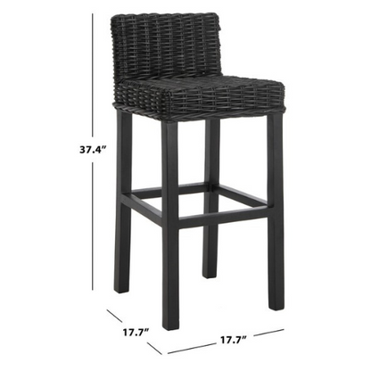 Cypress Island Black Rattan Bar Stool