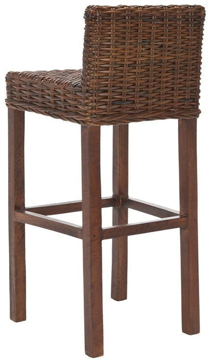 Cypress Brown Woven Rattan Bar Stool