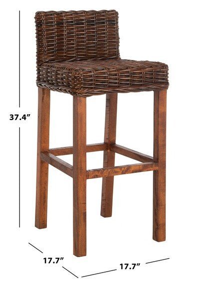 Cypress Brown Woven Rattan Bar Stool