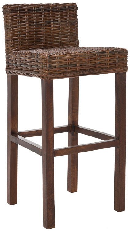 Cypress Brown Woven Rattan Bar Stool