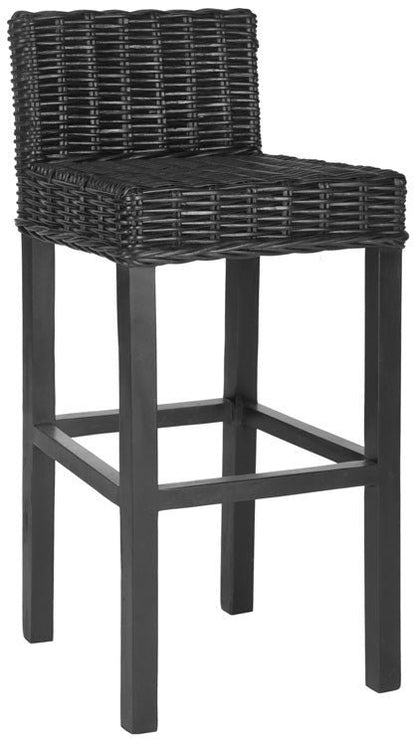 Cypress Island Black Rattan Bar Stool